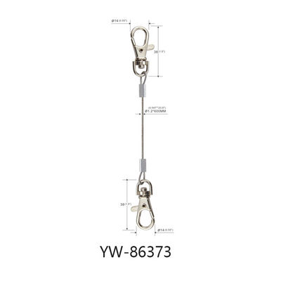 Ceiling Steel Wire Rope Sling With Double 32.5*76mm Die Cast Hook Ends  YW86371